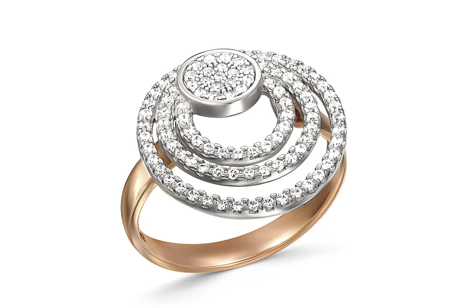 Кольцо Круг из красного золота с 95 фианитами