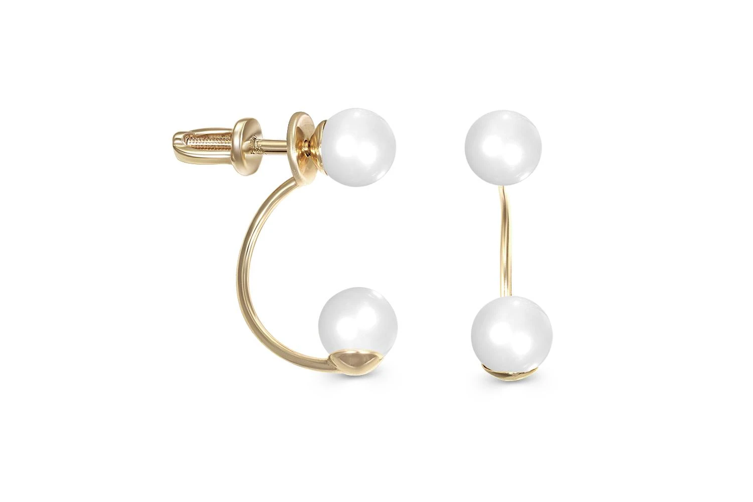 Серьги-пусеты из жёлтого золота с 4 жемчужинами