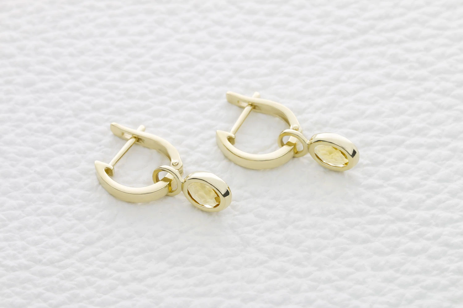 Серьги-трансформеры из жёлтого золота с 2 цитринами