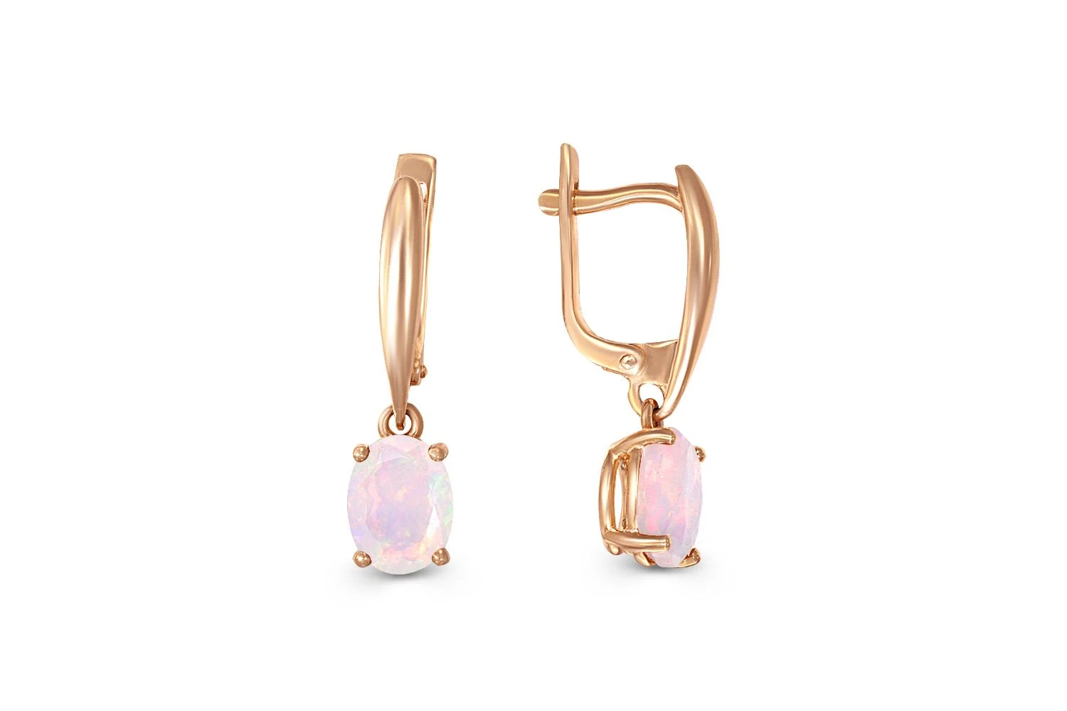 Серьги из красного золота с 2 опалами