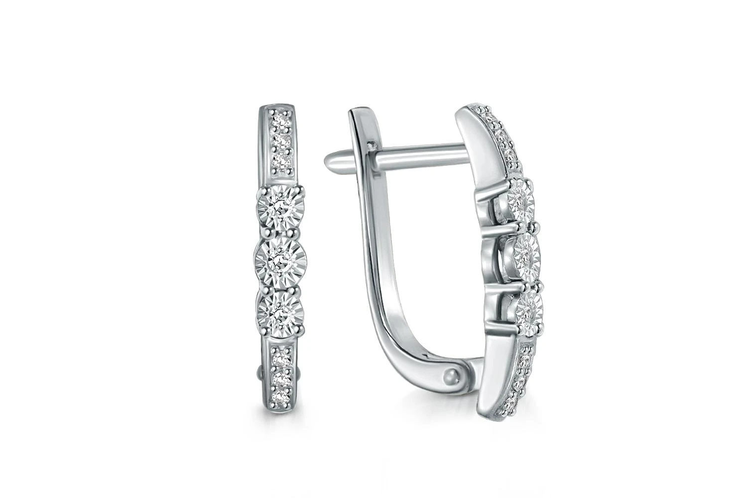 Серьги Дорожки из белого золота с 18 бриллиантами