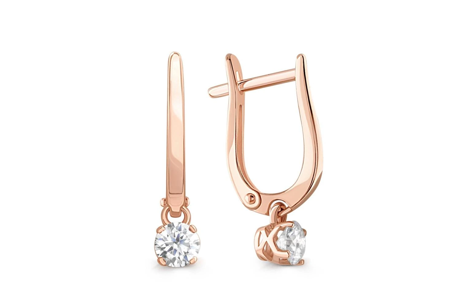 Серьги из красного золота с 2 муассанитами