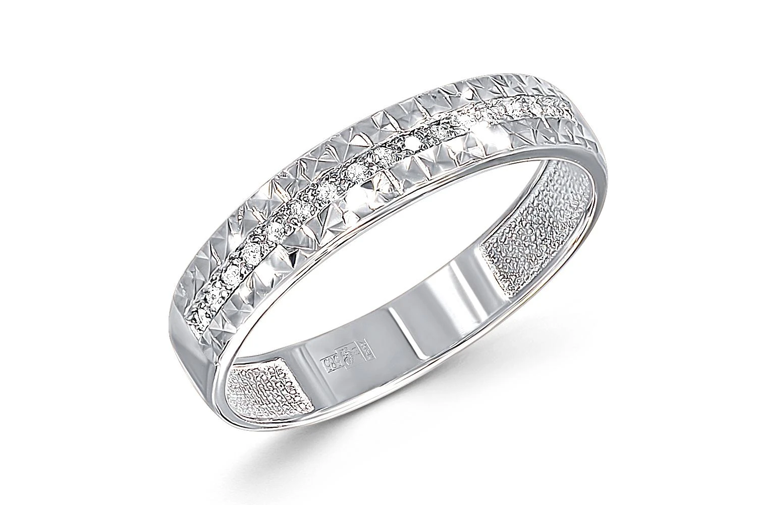 Кольцо Дорожка из белого золота с 17 фианитами