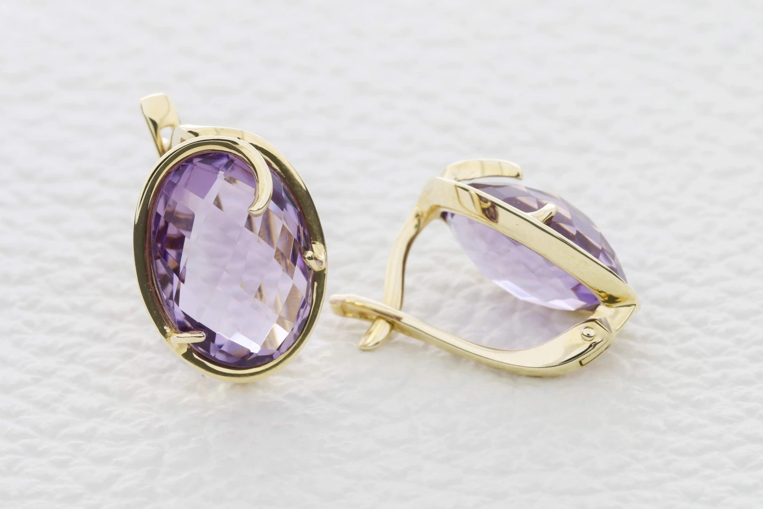 Серьги из жёлтого золота с 2 аметистами