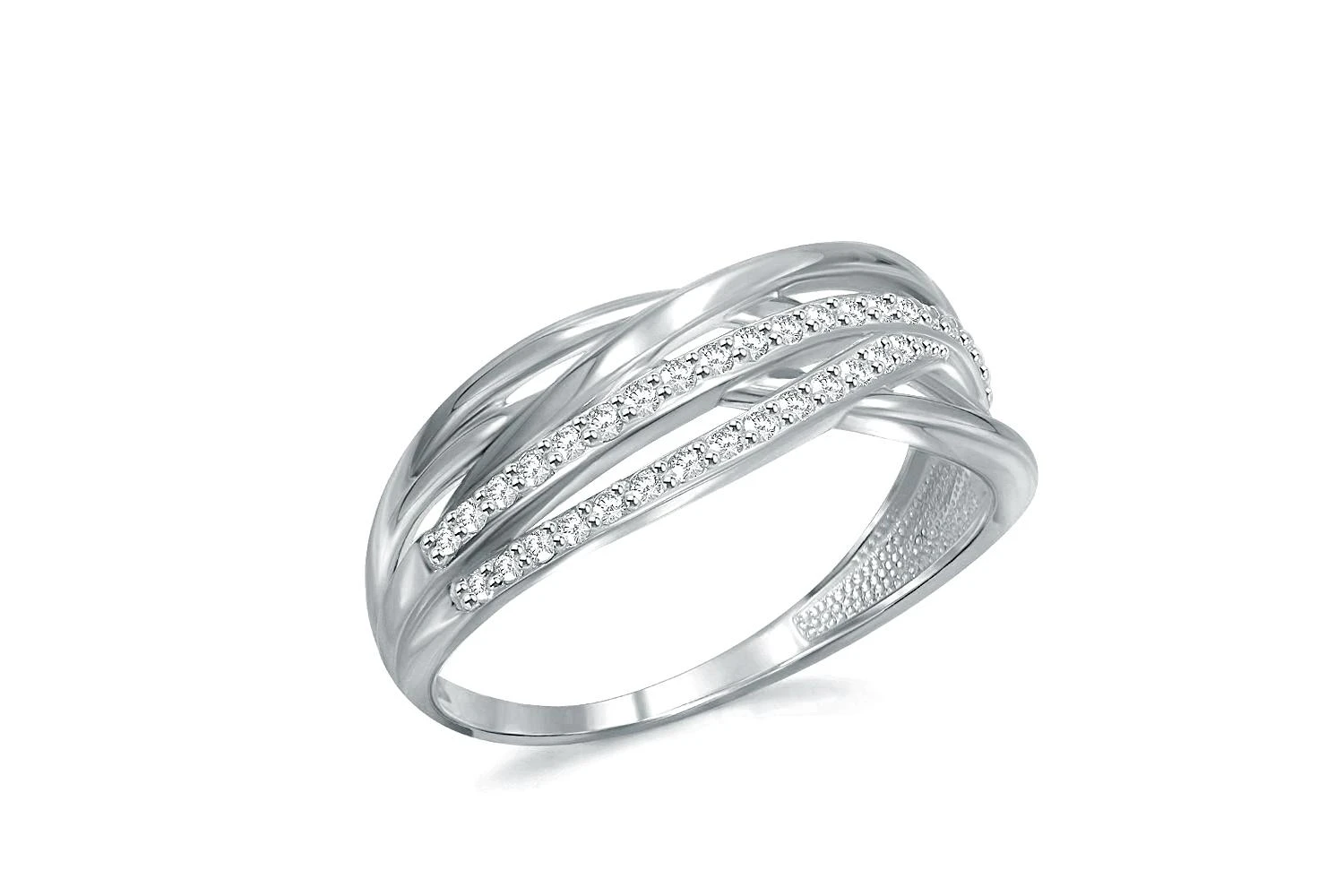 Кольцо из белого золота с 35 фианитами