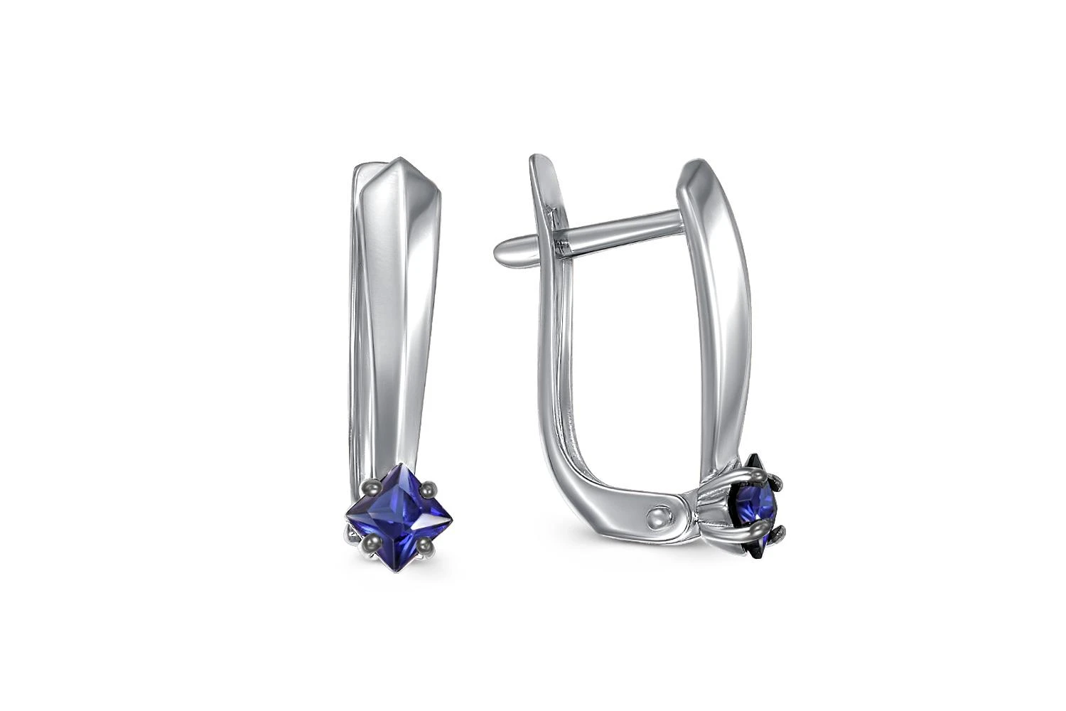 Серьги из белого золота с 2 корундами