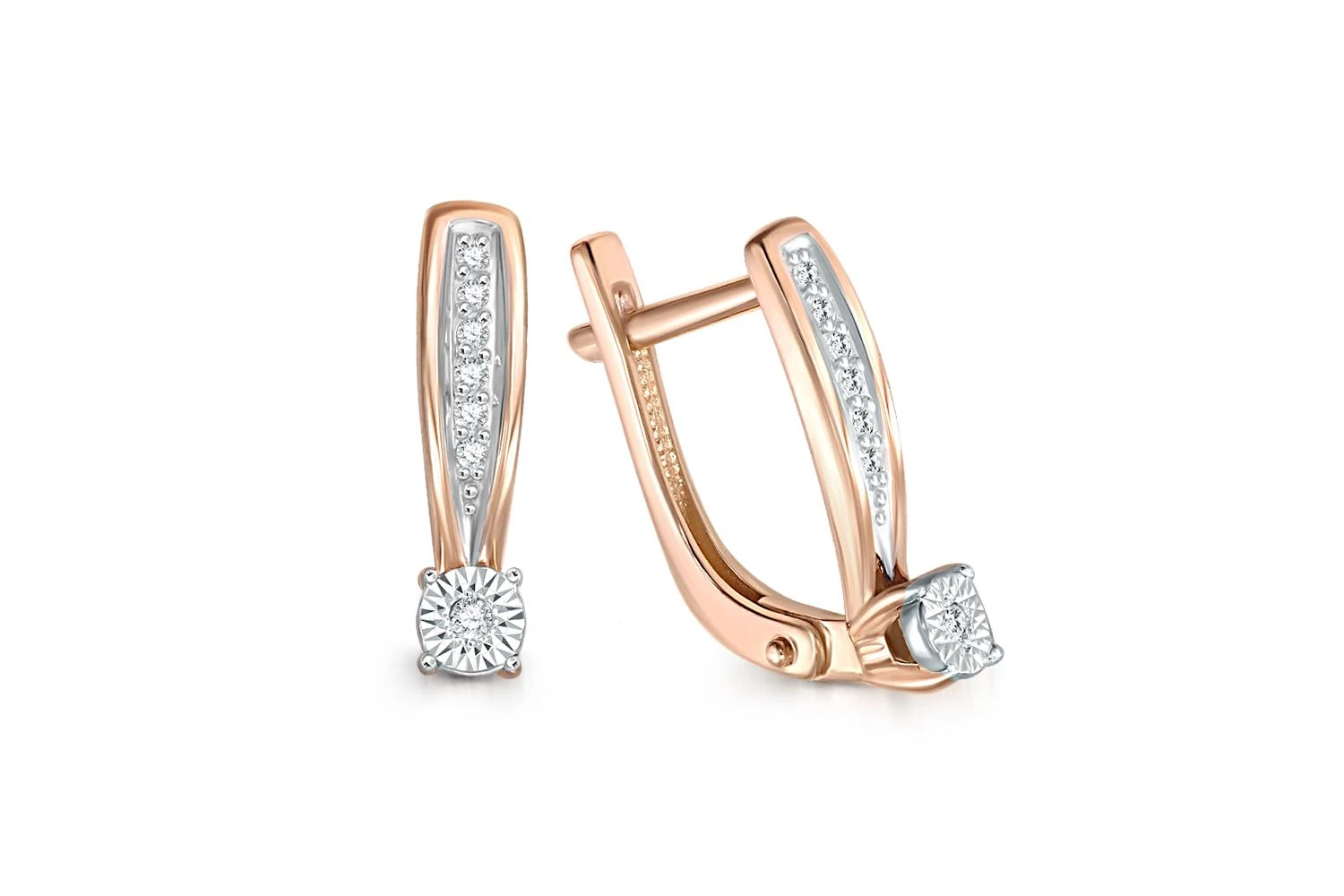 Серьги из красного золота с 14 бриллиантами