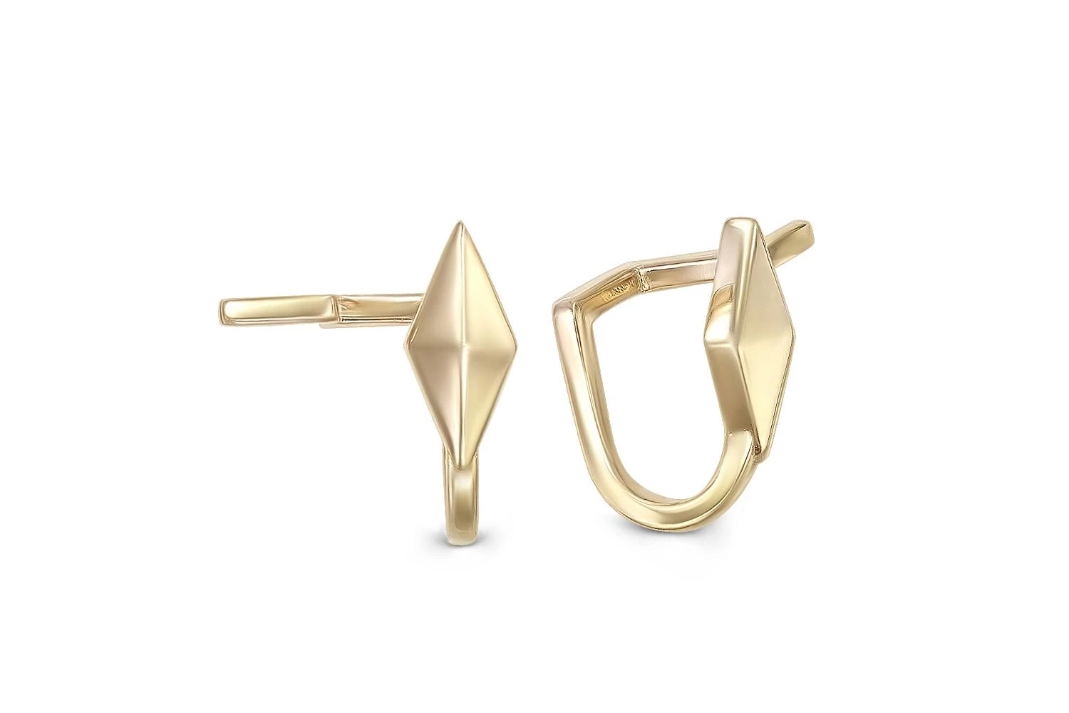 Серьги-пусеты Ромбы из жёлтого золота без вставок