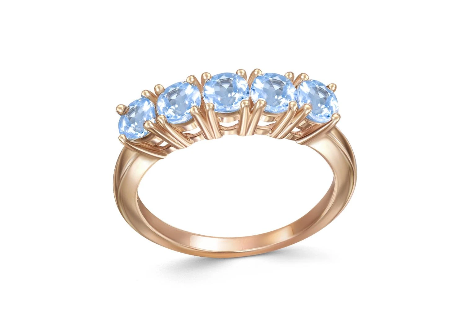Кольцо Дорожка из красного золота с 5 топазами sky