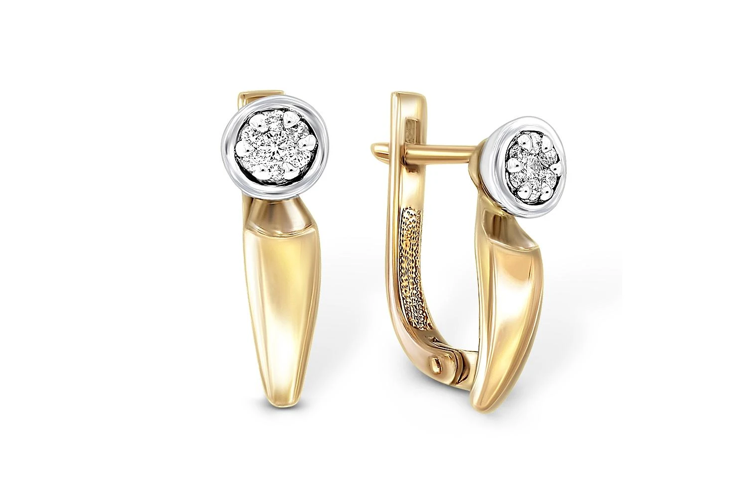 Серьги Малинки из жёлтого золота с 14 бриллиантами