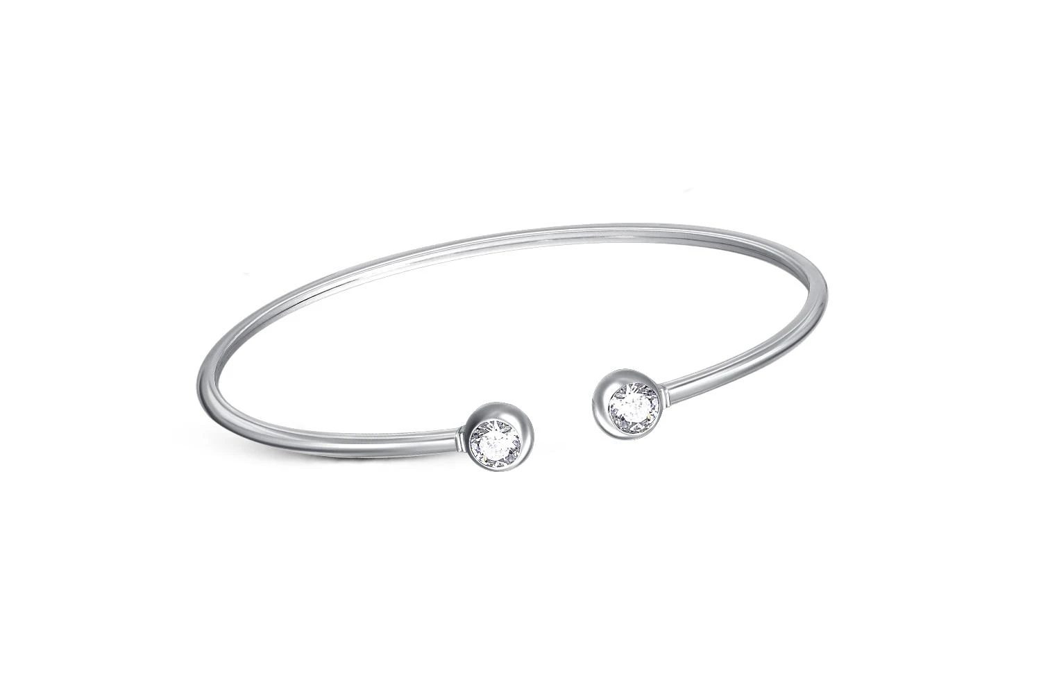 Браслет из белого золота с 2 фианитами