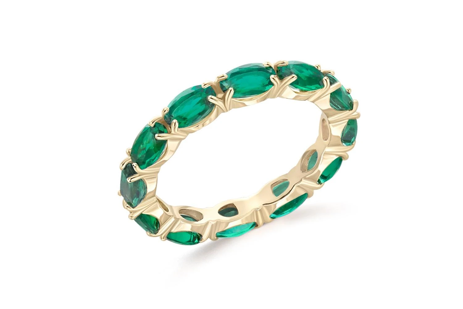 Кольцо Дорожка из жёлтого золота с 12 изумрудами