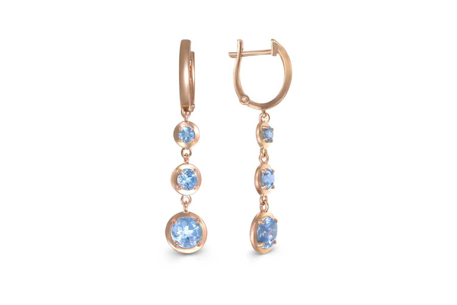 Серьги из красного золота с 6 топазами swiss