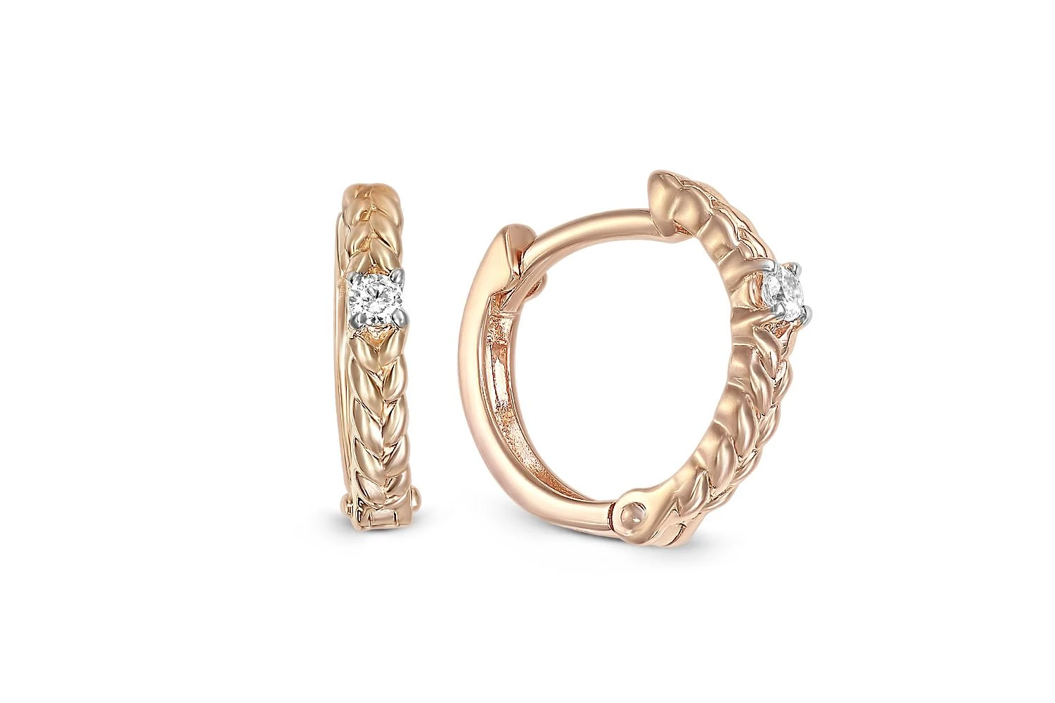 Серьги из красного золота с 2 бриллиантами