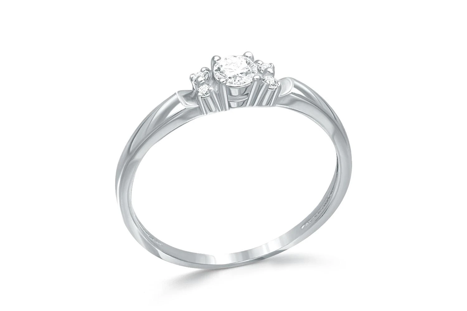 Кольцо из белого золота с 5 бриллиантами