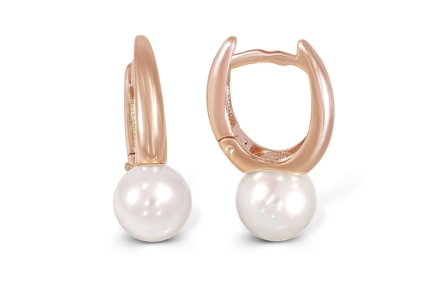 Серьги из красного золота с 2 жемчужинами