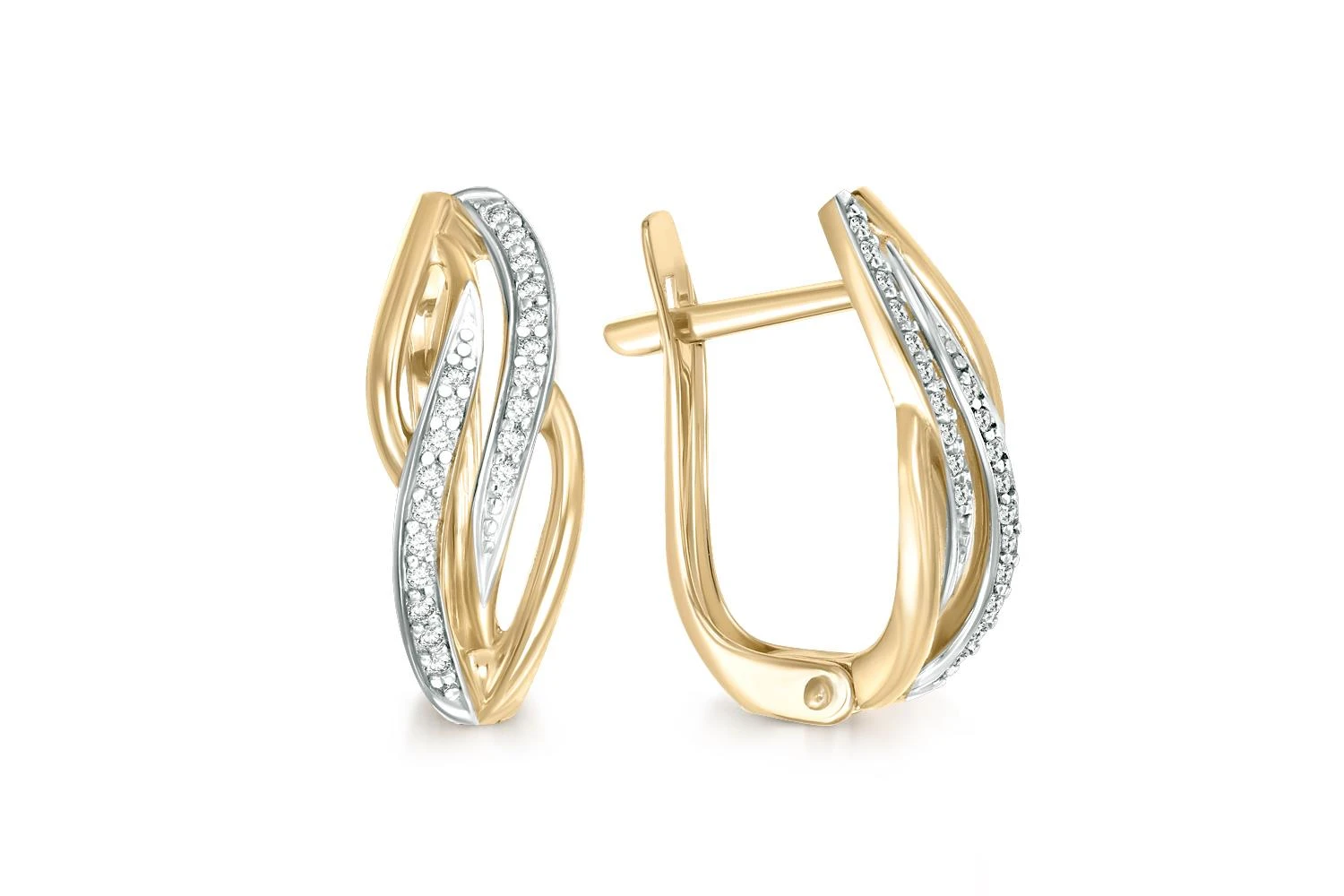 Серьги из жёлтого золота с 40 фианитами