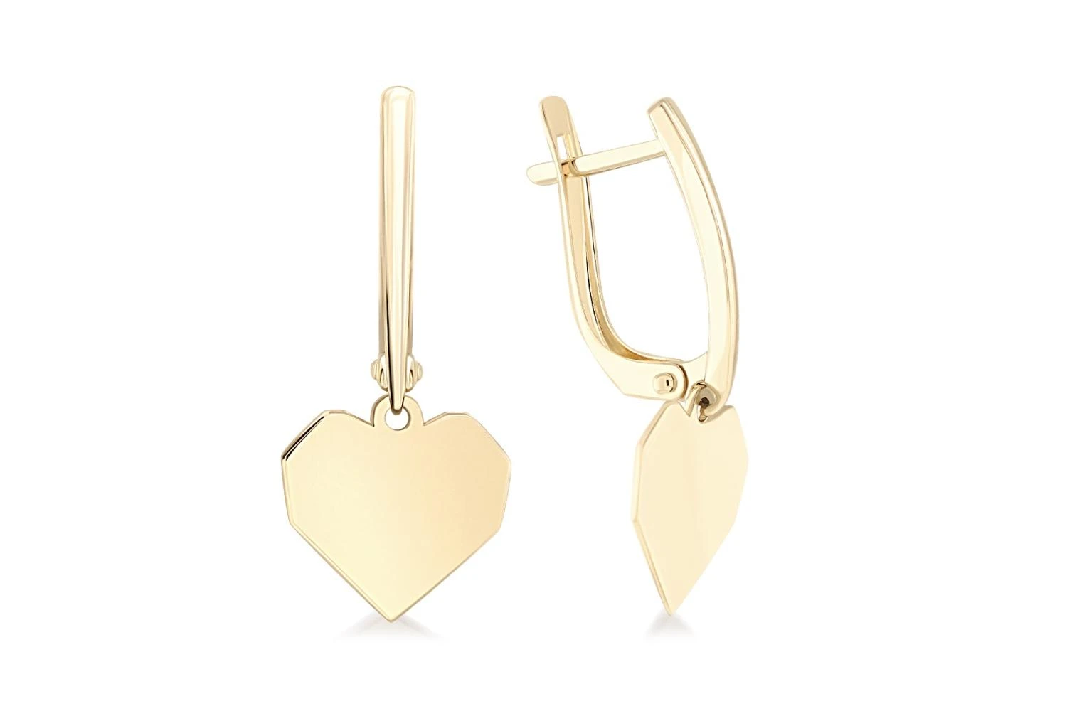 Серьги Сердца из жёлтого золота без вставок