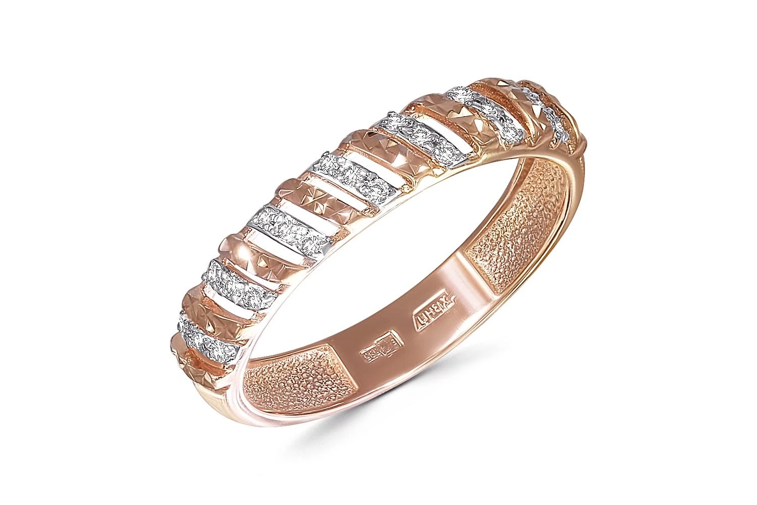 Кольцо из красного золота с 21 бриллиантами