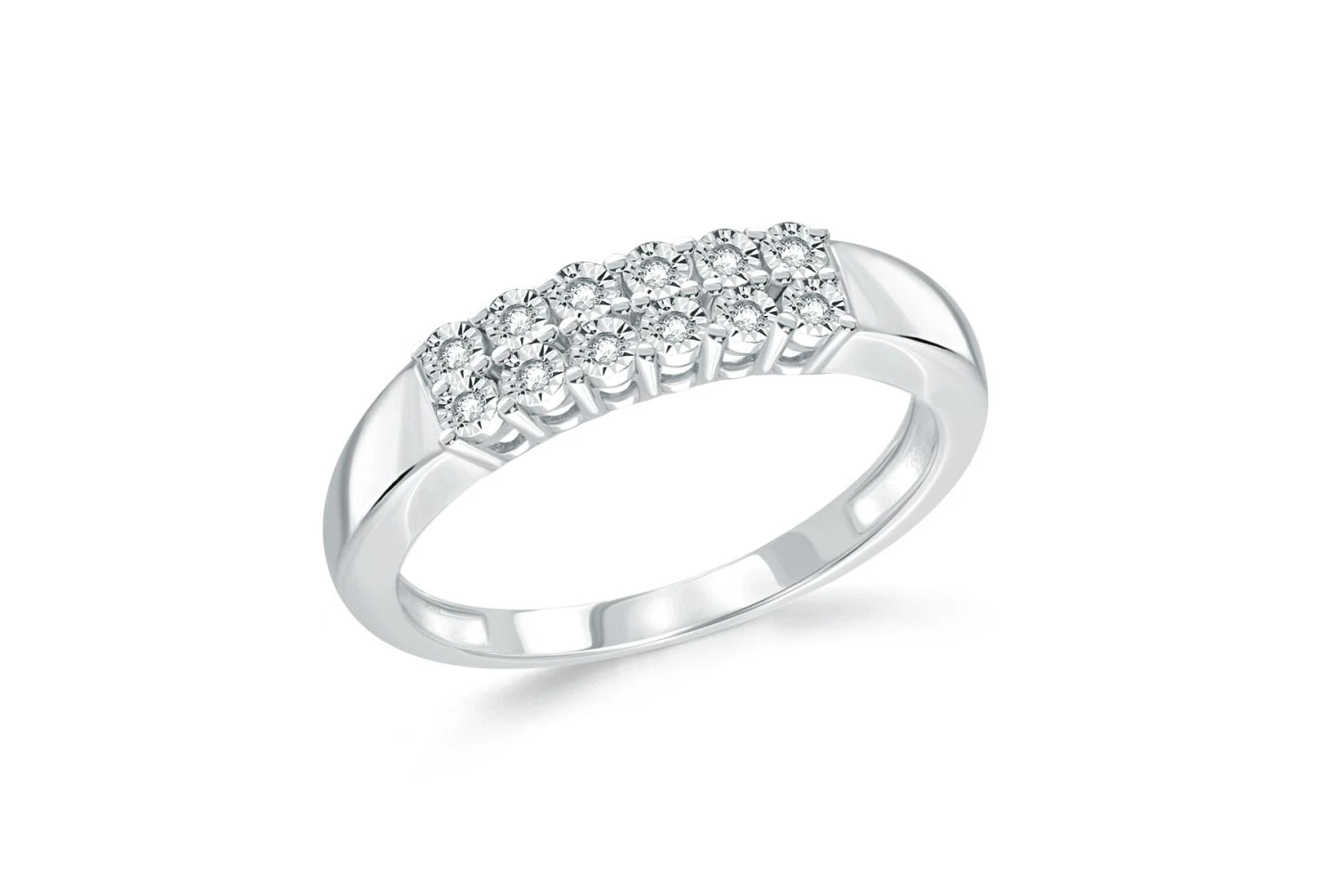 Кольцо Дорожка из белого золота с 12 бриллиантами