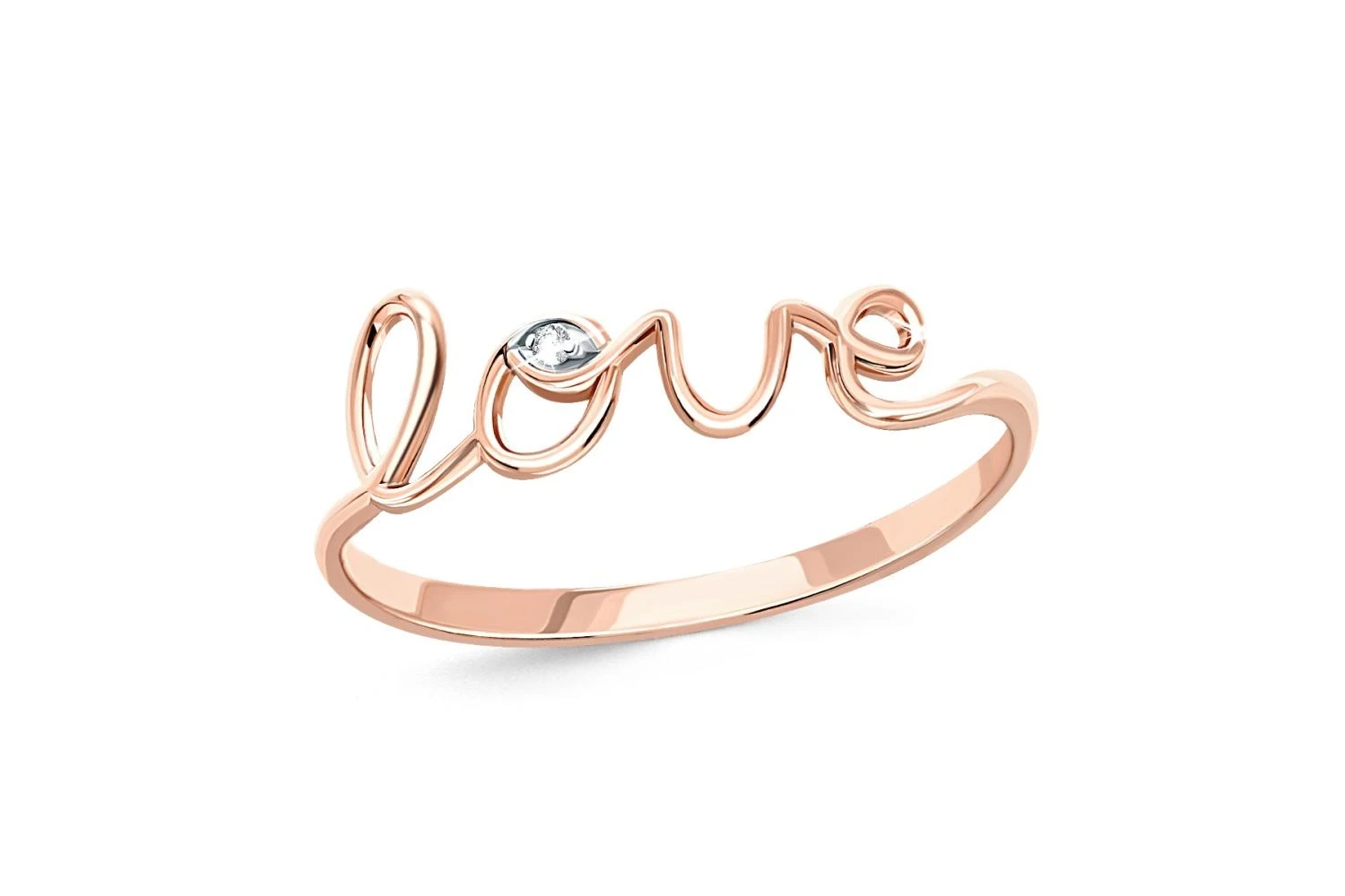 Кольцо из красного золота с бриллиантом