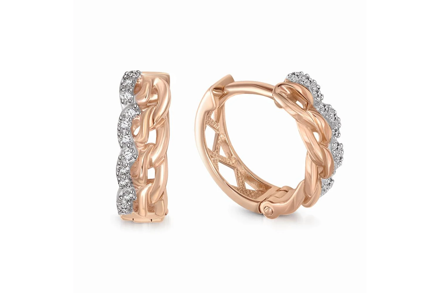 Серьги из красного золота с 24 фианитами