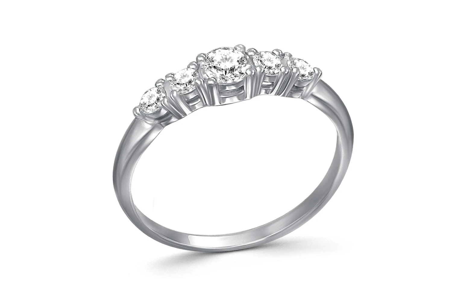 Кольцо Дорожка из белого золота с 5 бриллиантами