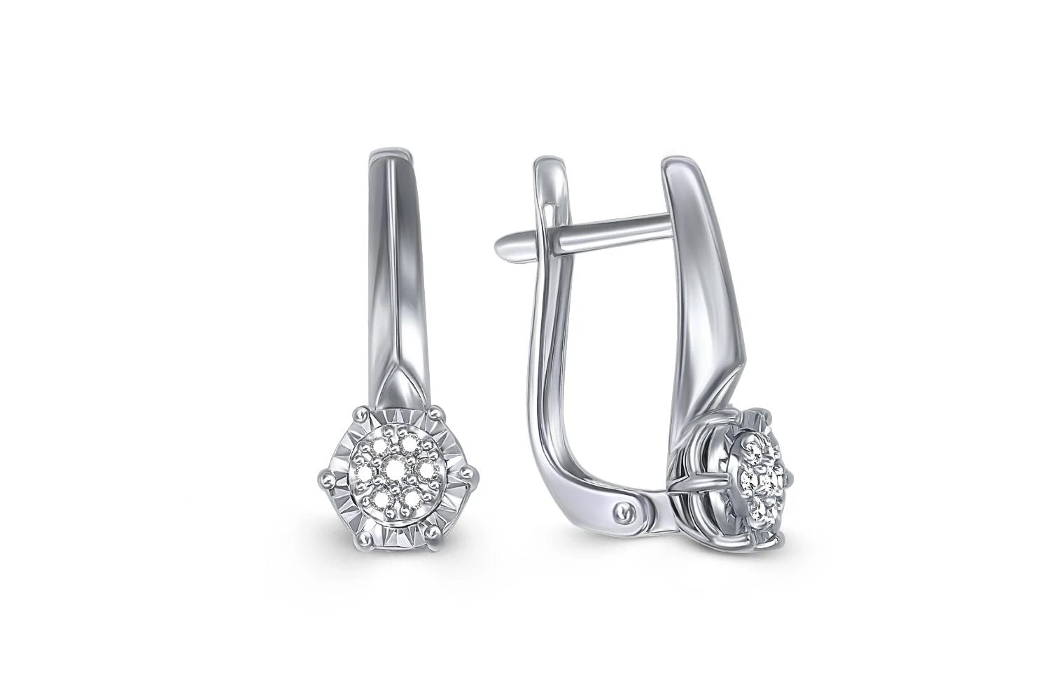 Серьги Малинки из белого золота с 14 бриллиантами
