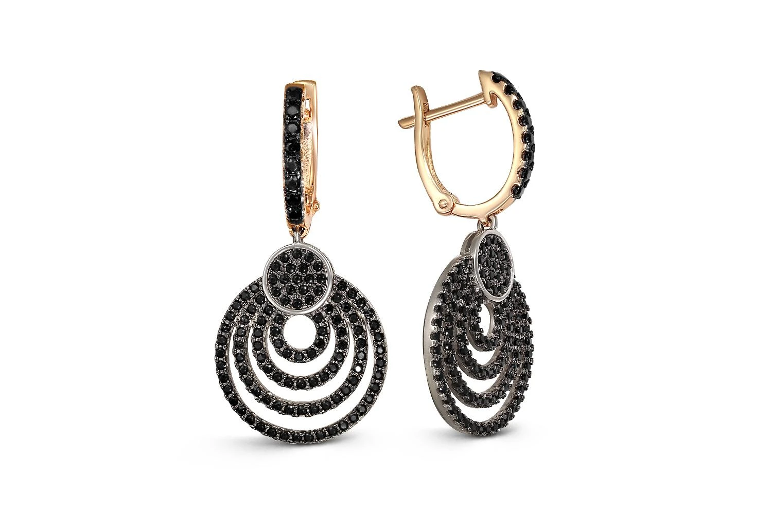 Серьги из красного золота с 224 фианитами