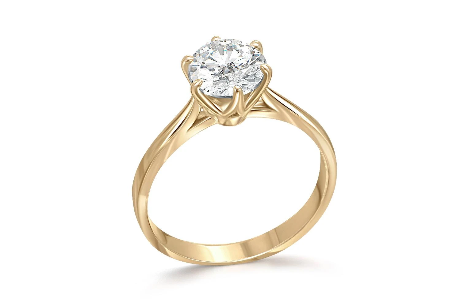 Кольцо из жёлтого золота с фианитом