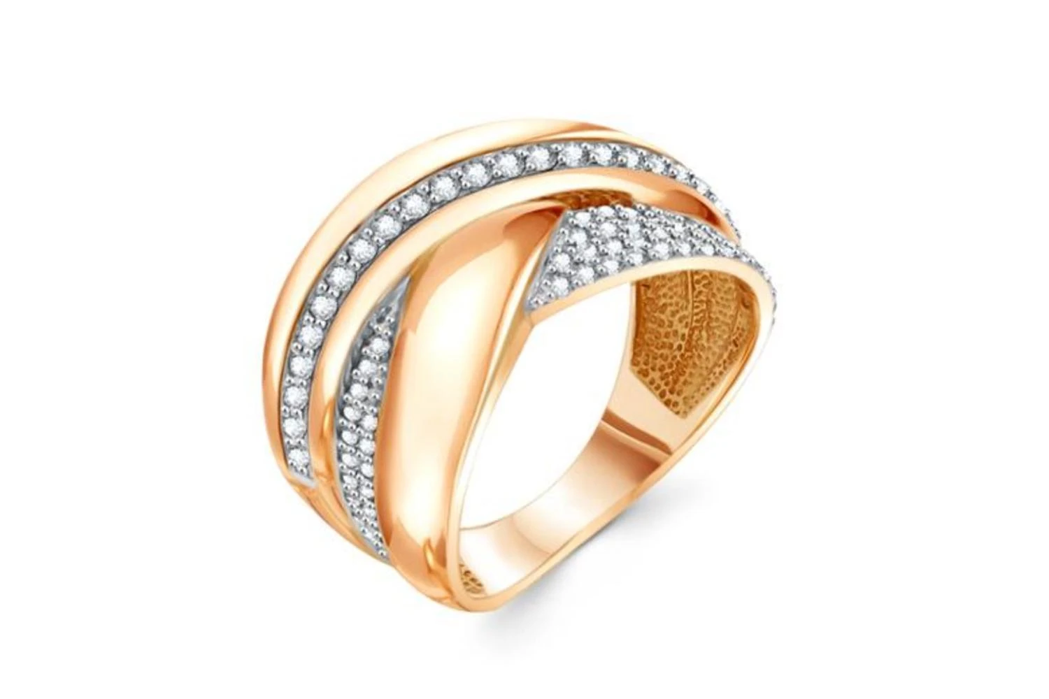 Кольцо Дорожка из красного золота с 78 фианитами