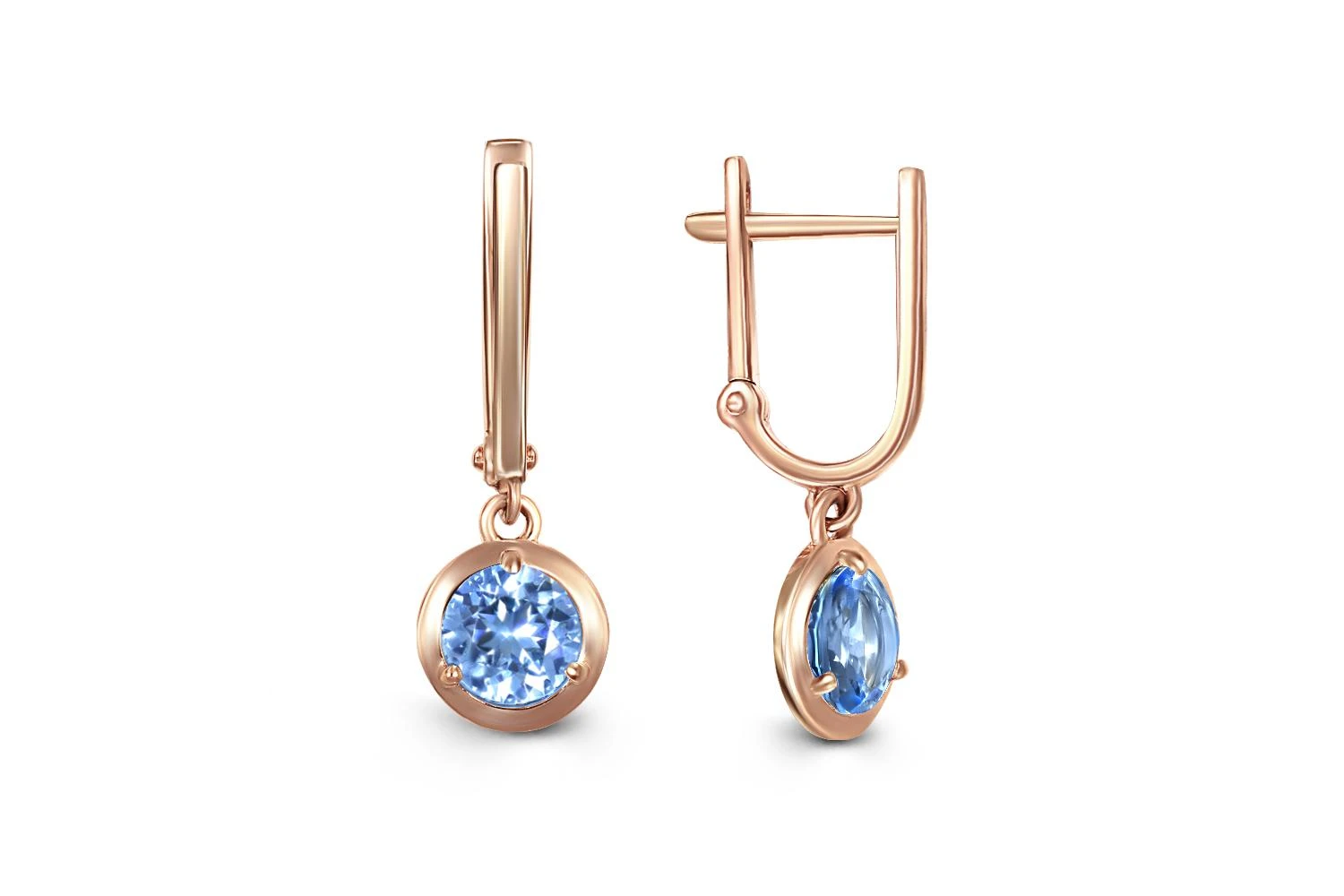 Серьги из красного золота с 2 топазами swiss