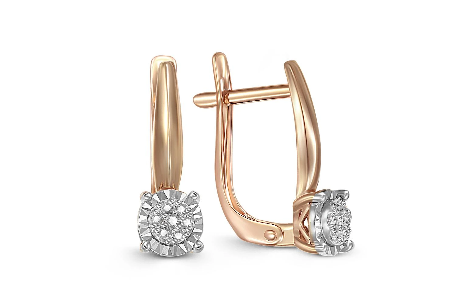 Серьги Малинки из красного золота с 14 бриллиантами