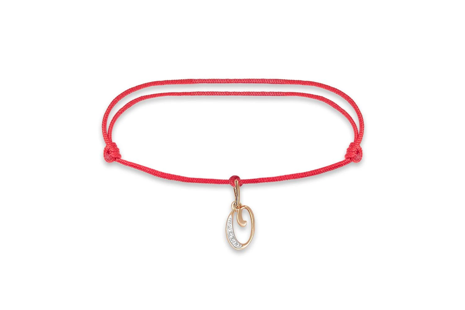 Браслет Буква из красного золота с 3 фианитами