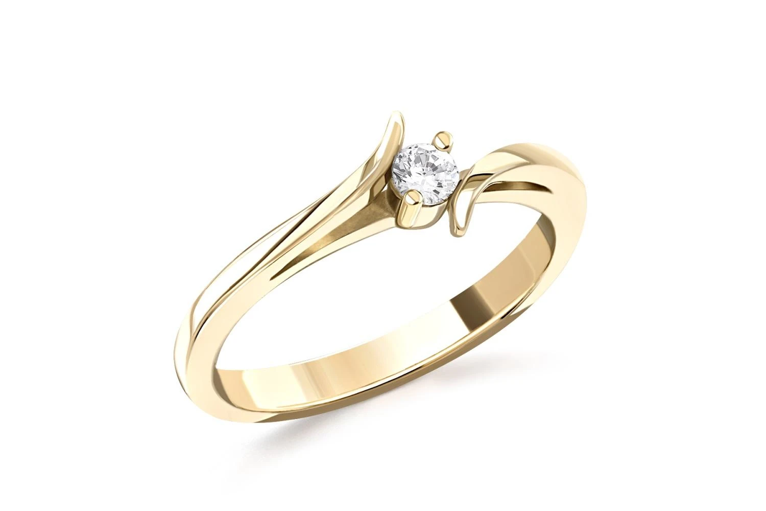 Кольцо из жёлтого золота с фианитом