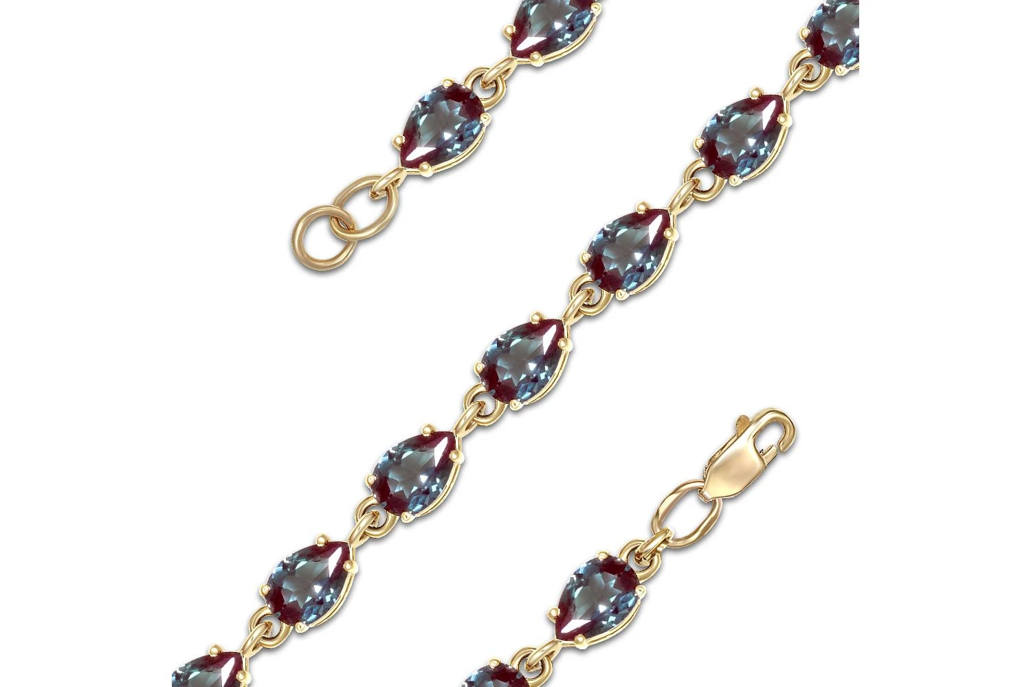 Браслет Дорожка из жёлтого золота с 18 александритами