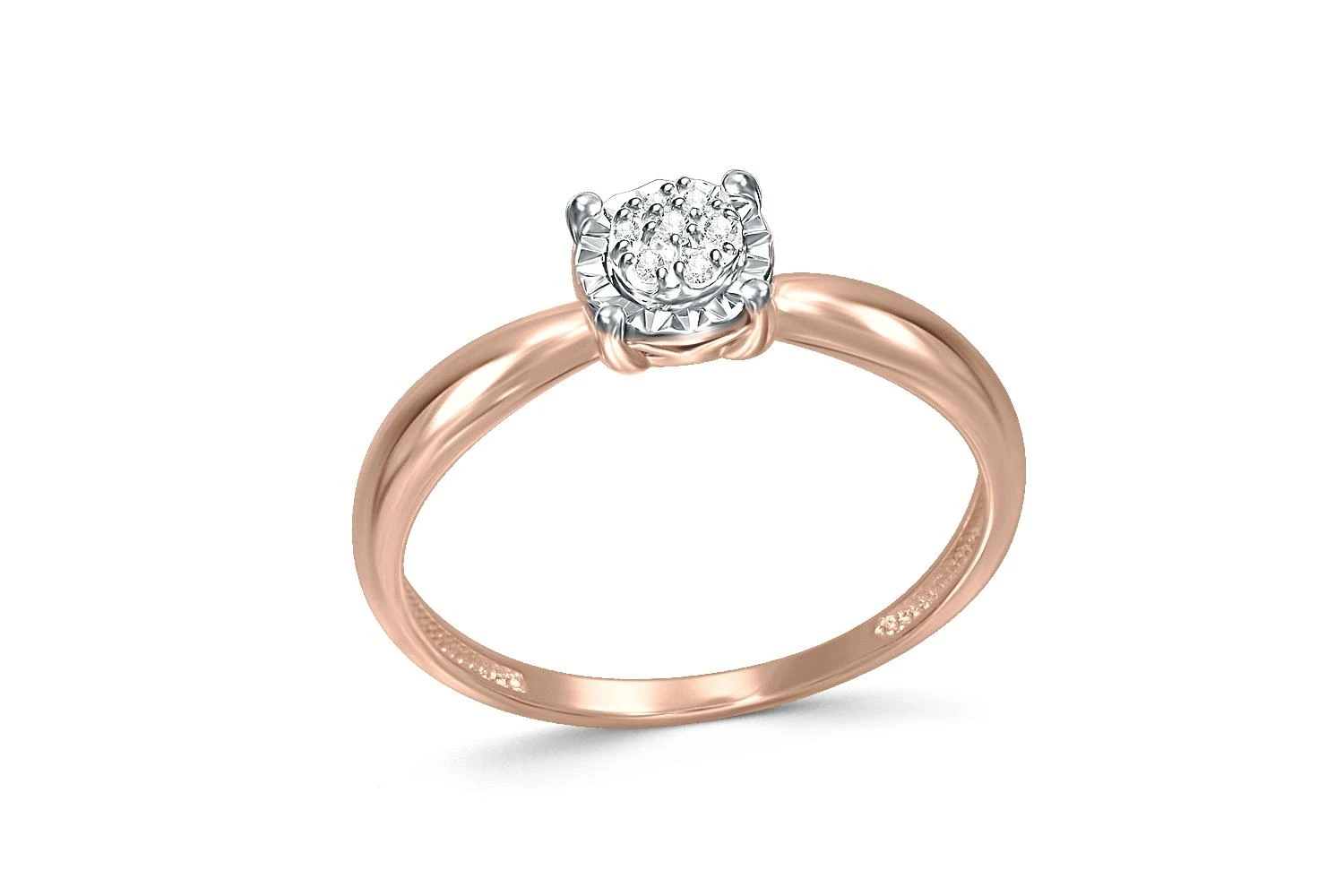 Кольцо Малинка из красного золота с 7 бриллиантами