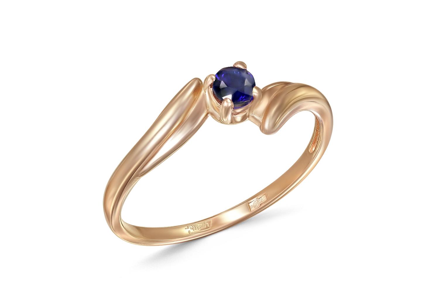 

Кольцо с сапфиром из красного золота