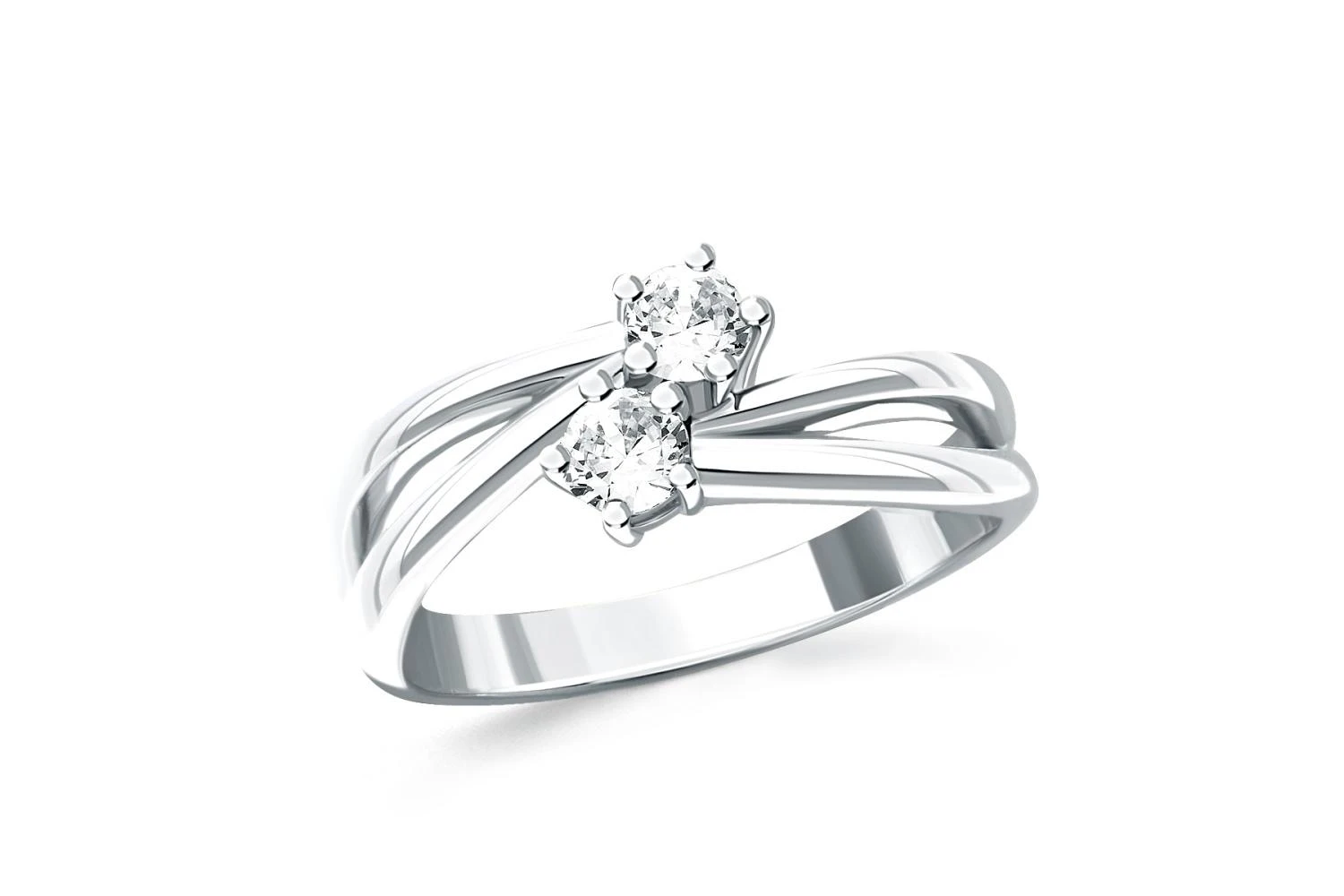 Кольцо из белого золота с 2 выращенными бриллиантами