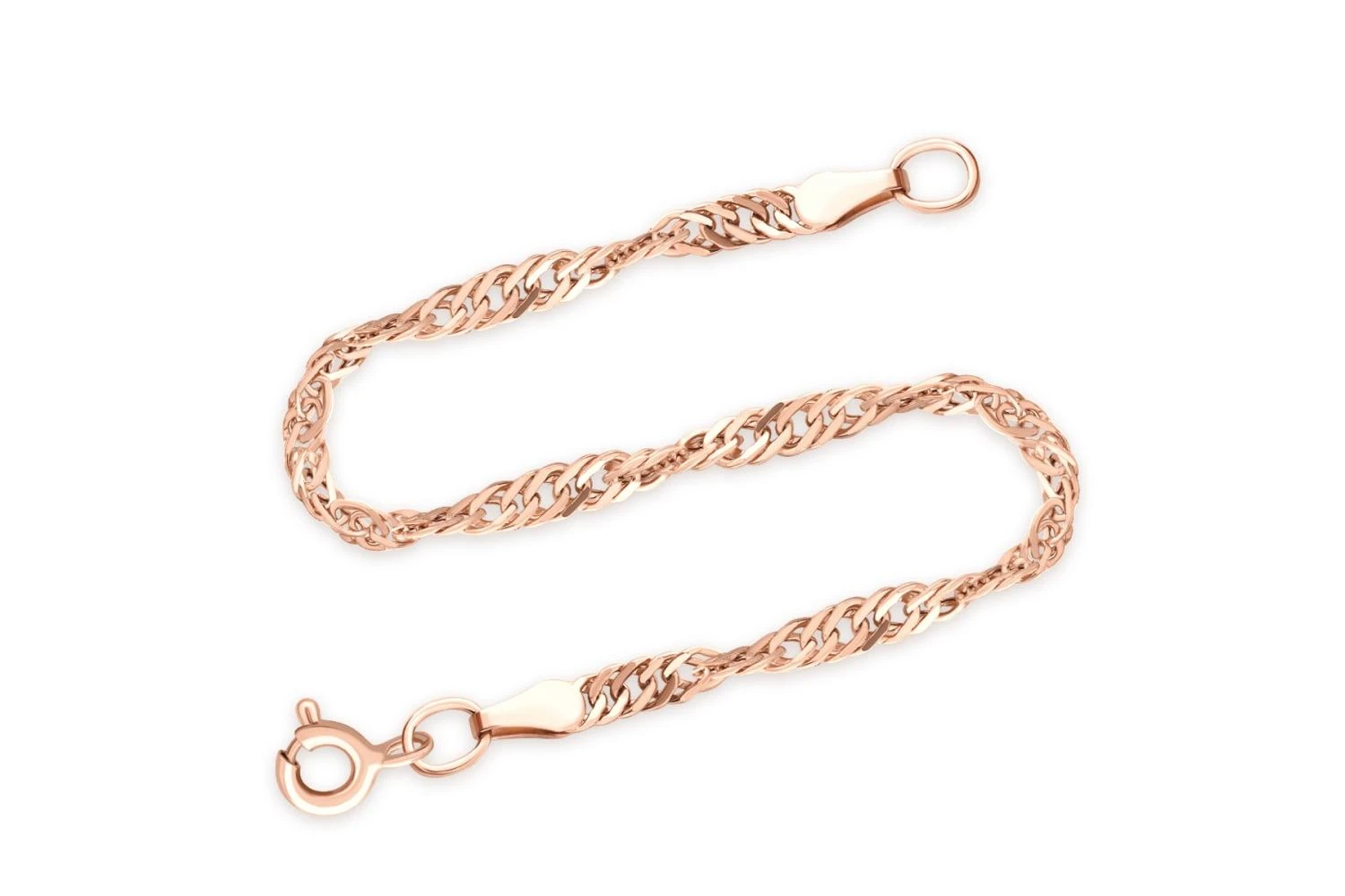 Браслет плетение сингапур ⌀ нити 0,50 мм  из красного золота без вставок