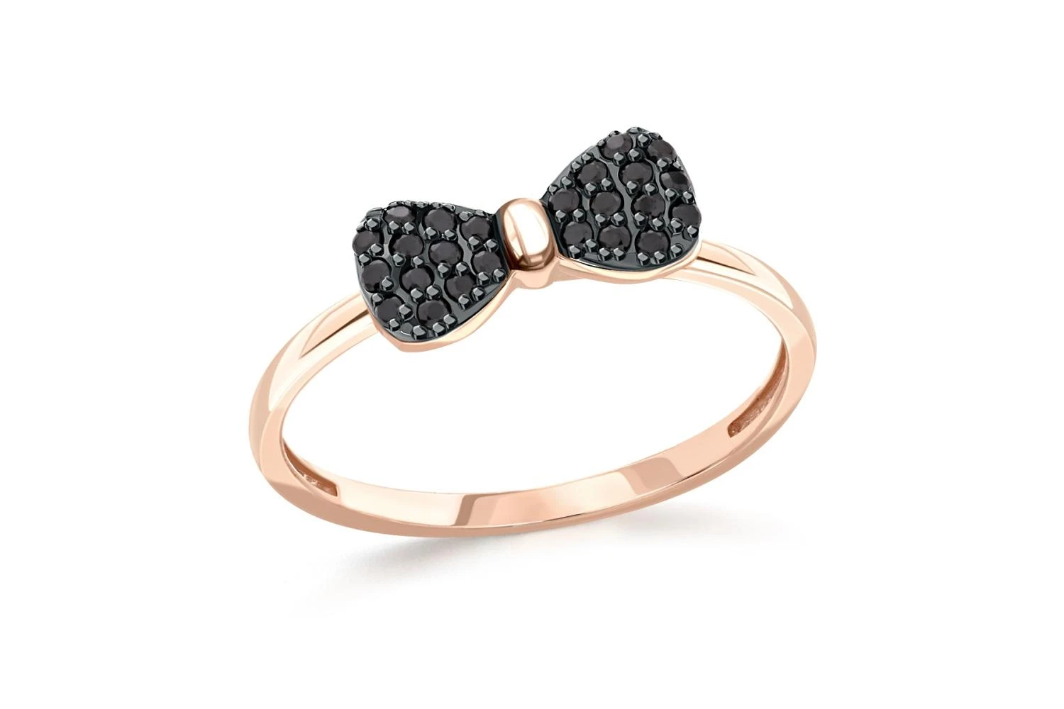 Кольцо Бантик из красного золота с 24 фианитами