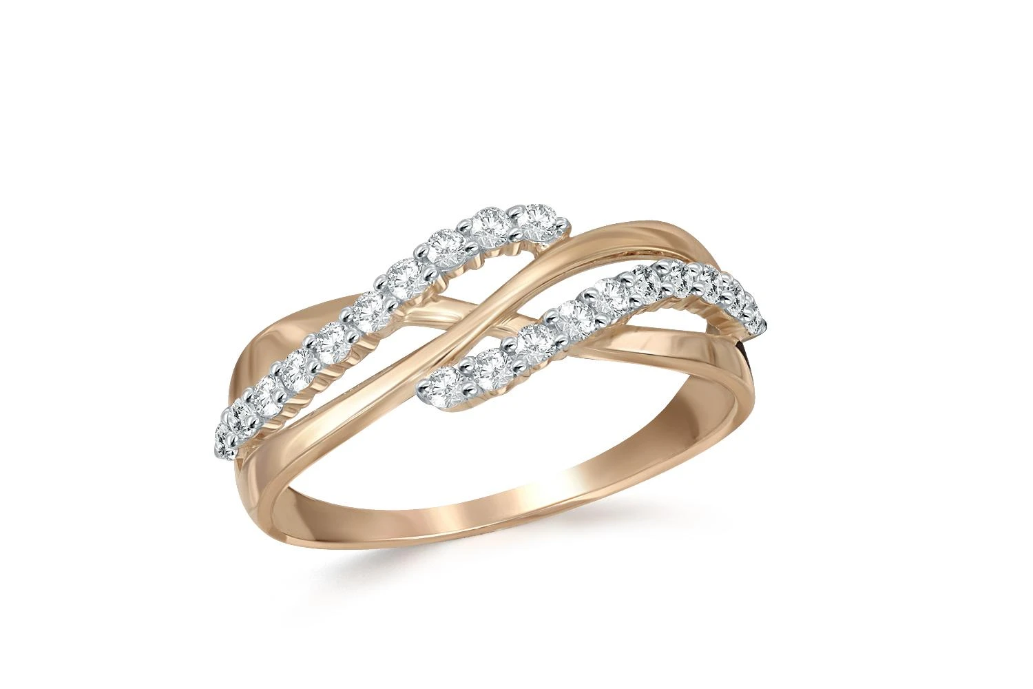 Кольцо из жёлтого золота с 20 фианитами