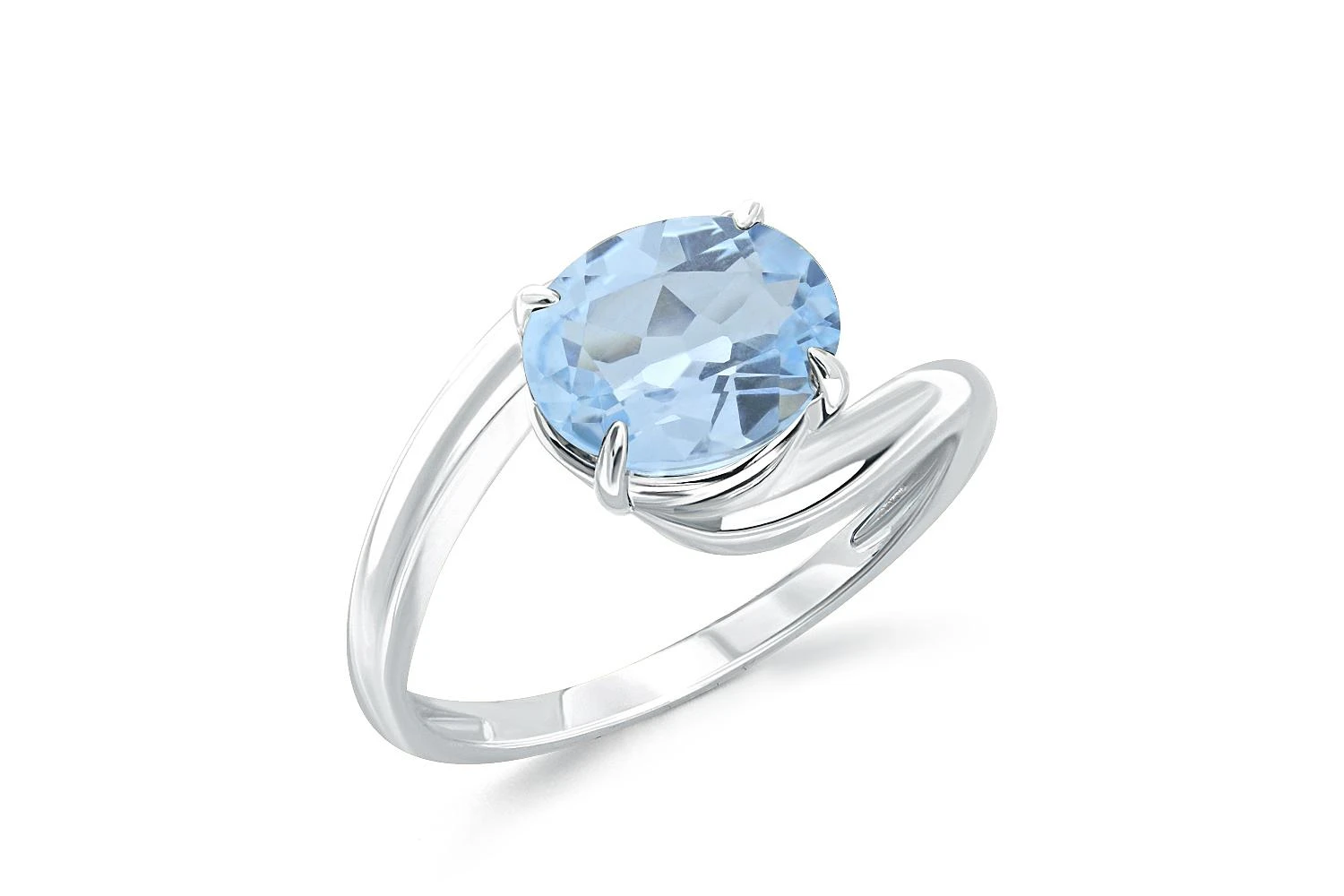 Кольцо из белого золота с топазом sky