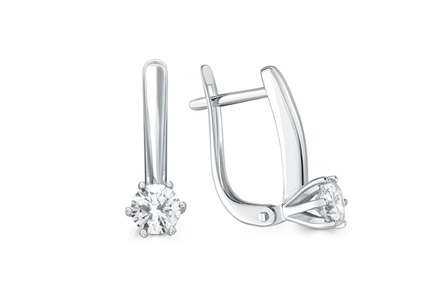 Серьги из белого золота с 2 фианитами