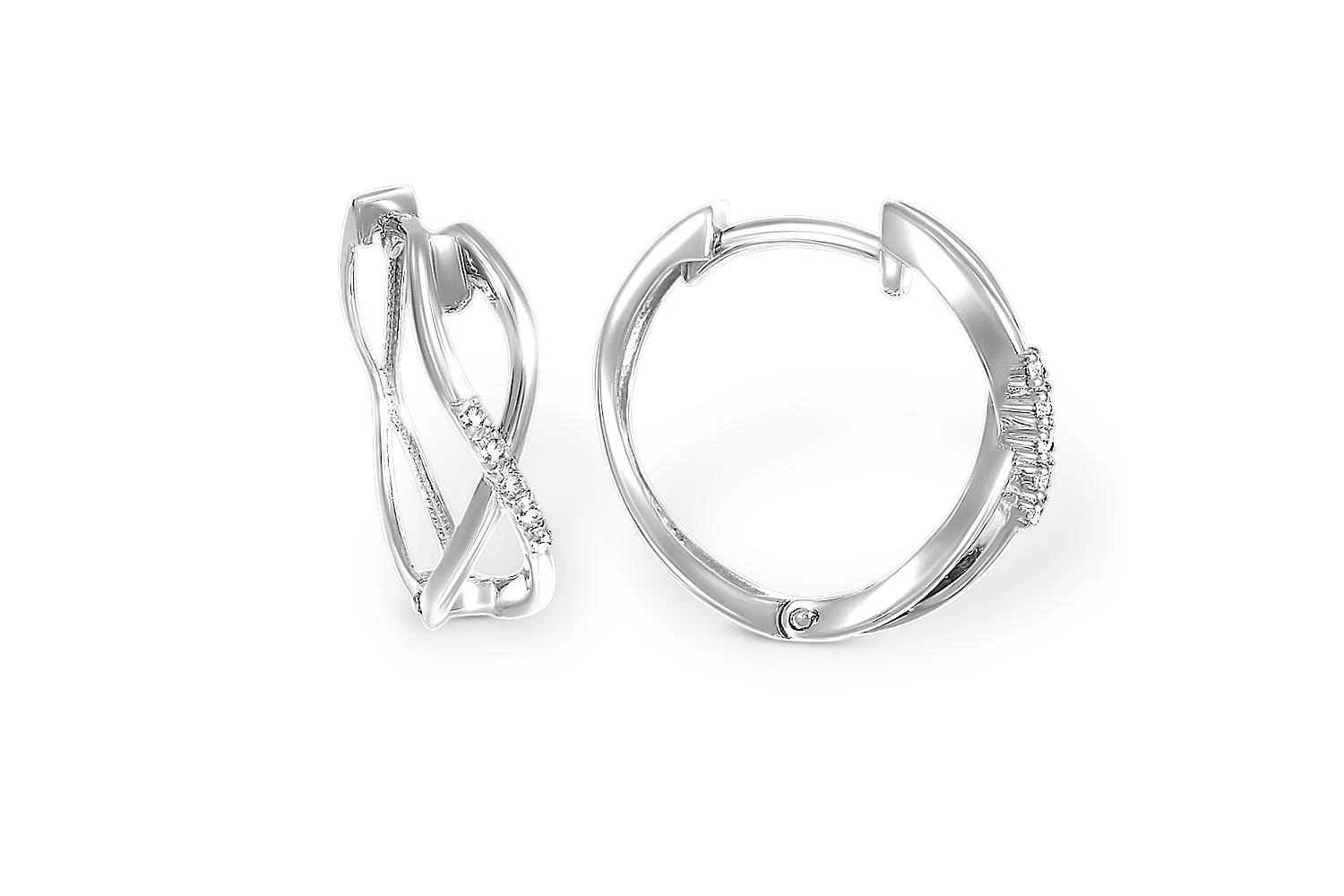 Серьги из белого золота с 10 фианитами