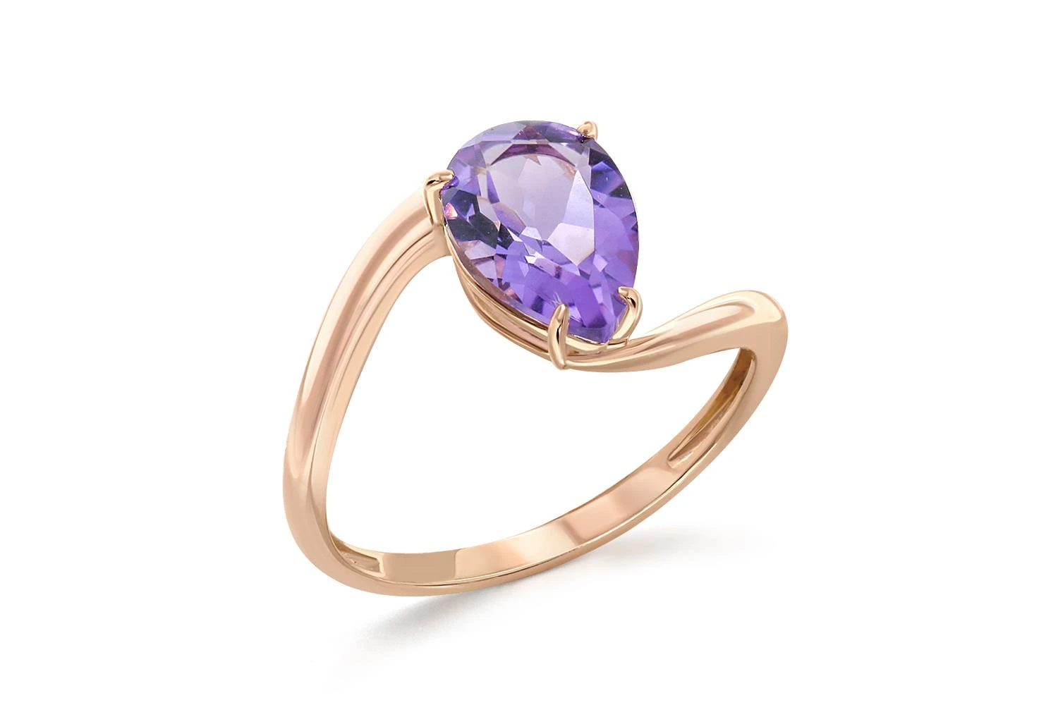 Кольцо из красного золота с аметистом