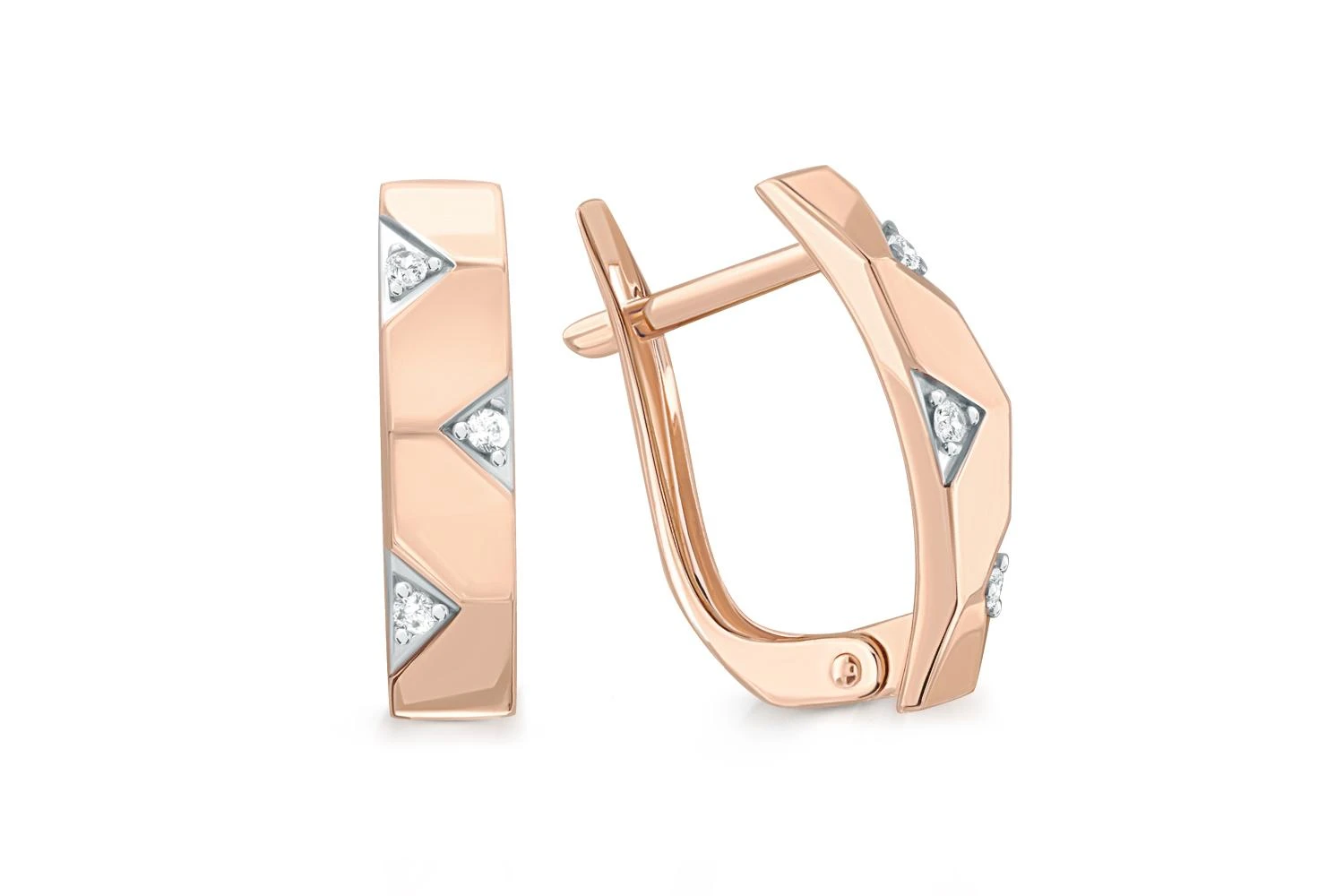 Серьги из красного золота с 6 фианитами