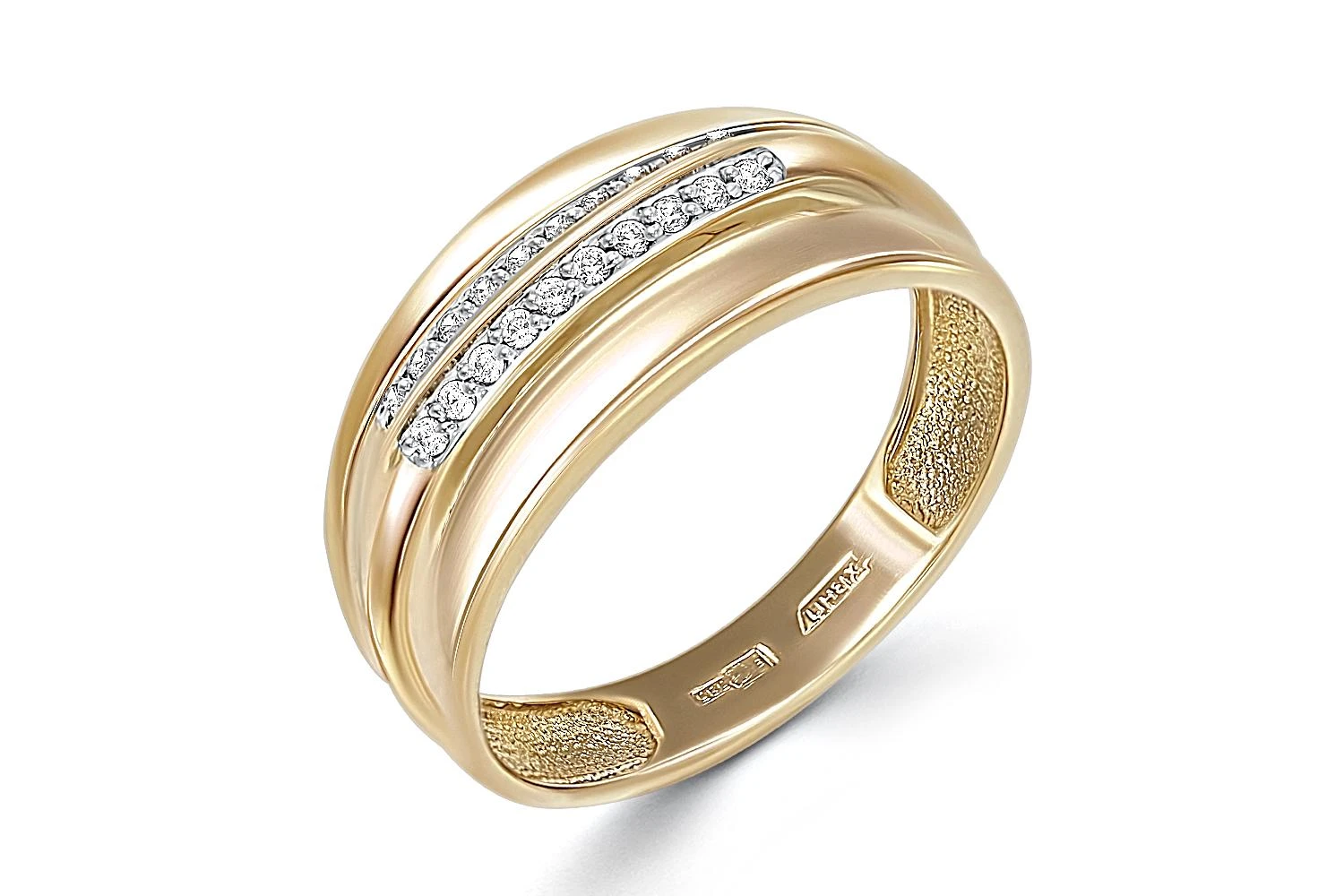 Кольцо из жёлтого золота с 20 фианитами