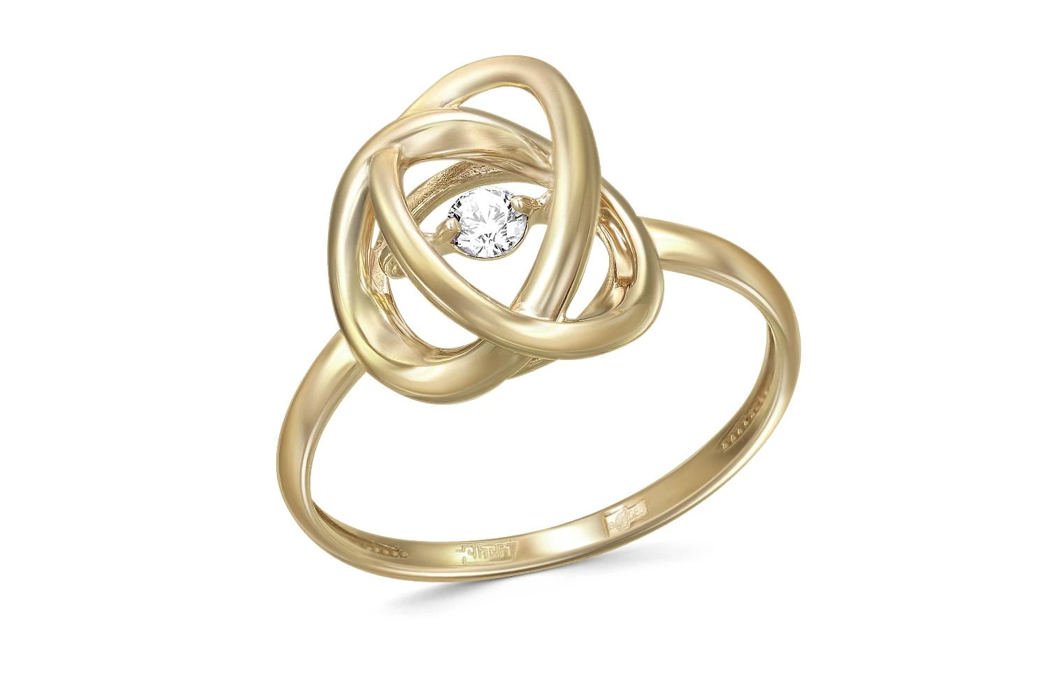 Кольцо из жёлтого золота с фианитом