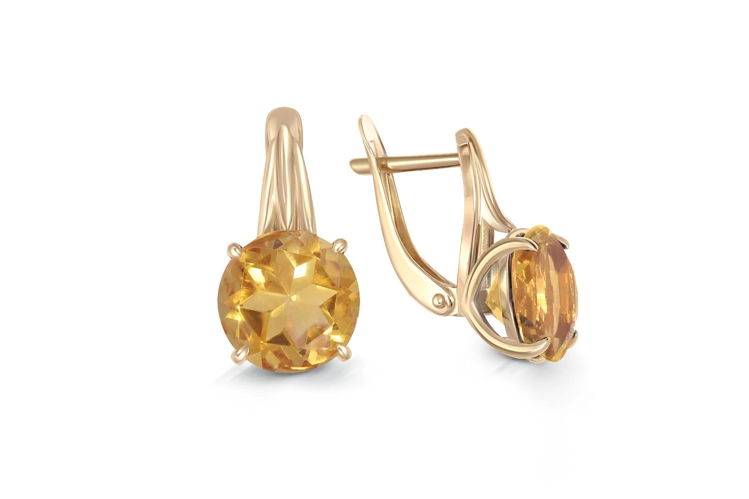 Серьги из жёлтого золота с 2 цитринами